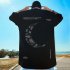 Summer Retro Short Sleeves T shirt For Men Trendy Simple Printing Round Neck Shirt Loose Large Size Tops 1851 Black XXL