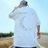 Summer Retro Short Sleeves T shirt For Men Trendy Simple Printing Round Neck Shirt Loose Large Size Tops 1851 White 4XL