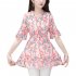 Summer Short Sleeves Chiffon Shirt For Women Fashion Sweet Floral Printing Blouse Trendy V Neck Pullover Tops green XL