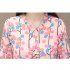 Summer Short Sleeves Chiffon Shirt For Women Fashion Sweet Floral Printing Blouse Trendy V Neck Pullover Tops green 3XL