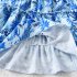 Summer Short Sleeves Dress For Girls Elegant Printing Fashion Ruffled A line Skirt Casual Breathable Dress As shown 8 9Y 130cm