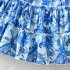 Summer Short Sleeves Dress For Girls Elegant Printing Fashion Ruffled A line Skirt Casual Breathable Dress As shown 8 9Y 130cm