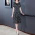 Summer Short Sleeves Dress For Women Large Size Round Neck Midi Skirt Elegant Letter Printing Dress orange 4XL