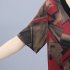 Summer Short Sleeves Dress For Women Fashion V Neck Ice Silk Midi Skirt Retro Printing Loose Large Size Dress red M