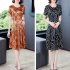 Summer Short Sleeves Dress For Women Large Size Round Neck Midi Skirt Elegant Letter Printing Dress orange 4XL