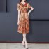 Summer Short Sleeves Dress For Women Large Size Round Neck Midi Skirt Elegant Letter Printing Dress orange 4XL