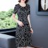 Summer Short Sleeves Dress For Women Large Size Round Neck Midi Skirt Elegant Letter Printing Dress orange 4XL