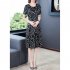 Summer Short Sleeves Dress For Women Large Size Round Neck Midi Skirt Elegant Letter Printing Dress orange 4XL