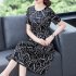 Summer Short Sleeves Dress For Women Large Size Round Neck Midi Skirt Elegant Letter Printing Dress orange 4XL