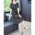 Summer Short Sleeves Dress For Women Large Size Round Neck Midi Skirt Elegant Letter Printing Dress orange 4XL