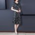 Summer Short Sleeves Dress For Women Large Size Round Neck Midi Skirt Elegant Letter Printing Dress orange 4XL