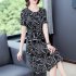 Summer Short Sleeves Dress For Women Large Size Round Neck Midi Skirt Elegant Letter Printing Dress orange 4XL
