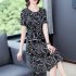 Summer Short Sleeves Dress For Women Large Size Round Neck Midi Skirt Elegant Letter Printing Dress black L