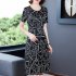 Summer Short Sleeves Dress For Women Large Size Round Neck Midi Skirt Elegant Letter Printing Dress black 4XL