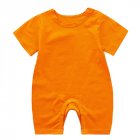 Summer Short Sleeves Jumpsuit For Newborns Simple Solid Color Cotton Jumpsuit For 0-3 Years Old Boys Girls orange 9-12M 73CM