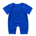 Summer Short Sleeves Jumpsuit For Newborns Simple Solid Color Cotton Jumpsuit For 0-3 Years Old Boys Girls Royal blue 1-2Y 80cm