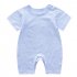 Summer Short Sleeves Jumpsuit For Newborns Simple Solid Color Cotton Jumpsuit For 0 3 Years Old Boys Girls light blue 0 6M 59cm