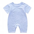 Summer Short Sleeves Jumpsuit For Newborns Simple Solid Color Cotton Jumpsuit For 0-3 Years Old Boys Girls light blue 0-6M 59cm