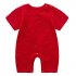 Summer Short Sleeves Jumpsuit For Newborns Simple Solid Color Cotton Jumpsuit For 0 3 Years Old Boys Girls red 0 6M 59cm