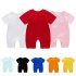 Summer Short Sleeves Jumpsuit For Newborns Simple Solid Color Cotton Jumpsuit For 0 3 Years Old Boys Girls pink 2 3Y 90cm