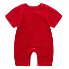 Summer Short Sleeves Jumpsuit For Newborns Simple Solid Color Cotton Jumpsuit For 0-3 Years Old Boys Girls red 0-6M 59cm