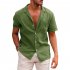 Summer Short Sleeves Shirt For Men Fashion Lapel Cotton Linen Button Cardigan Tops White S