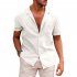 Summer Short Sleeves Shirt For Men Fashion Lapel Cotton Linen Button Cardigan Tops navy blue M