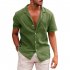 Summer Short Sleeves Shirt For Men Fashion Lapel Cotton Linen Button Cardigan Tops navy blue 2XL