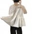 Summer Short Sleeves Shirts For Women Fashion Irregular Cotton Linen Blouse Round Neck Solid Color Tops black M
