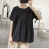 Summer Short Sleeves Shirts For Women Fashion Irregular Cotton Linen Blouse Round Neck Solid Color Tops Beige L