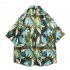 Summer Short Sleeves T shirt For Men Retro Hawaiian Flower Printing Beach Shirt Lapel Loose Cardigan Tops 3325 blue L