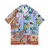 Summer Short Sleeves T shirt For Men Women Trendy Printing Lapel Cardigan Tops Casual Beach Shirt For Couple ZZ68 L