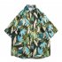 Summer Short Sleeves T shirt For Men Retro Hawaiian Flower Printing Beach Shirt Lapel Loose Cardigan Tops 3325 blue XL