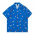Summer Short Sleeves T shirt For Men Women Trendy Printing Lapel Cardigan Tops Casual Beach Shirt For Couple ZZ69 blue M