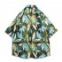 Summer Short Sleeves T shirt For Men Retro Hawaiian Flower Printing Beach Shirt Lapel Loose Cardigan Tops 3325 green XXL