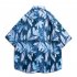 Summer Short Sleeves T shirt For Men Retro Hawaiian Flower Printing Beach Shirt Lapel Loose Cardigan Tops 3325 green XXL