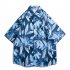 Summer Short Sleeves T shirt For Men Retro Hawaiian Flower Printing Beach Shirt Lapel Loose Cardigan Tops 3325 green XXL