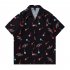 Summer Short Sleeves T shirt For Men Women Trendy Printing Lapel Cardigan Tops Casual Beach Shirt For Couple ZZ18 black M