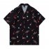 Summer Short Sleeves T shirt For Men Women Trendy Printing Lapel Cardigan Tops Casual Beach Shirt For Couple ZZ18 blue XL