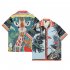 Summer Short Sleeves T shirt For Men Women Trendy Printing Lapel Cardigan Tops Casual Beach Shirt For Couple ZZ18 blue L