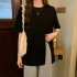 Summer Short Sleeves T shirt For Women Casual Large Size Irregular Split Blouse Round Neck Solid Color Tops White XL