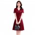 Summer Short Sleeves V neck Dress For Women Trendy High Waist A line Skirt Casual Solid Color Pullover Tops black 3XL