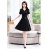 Summer Short Sleeves V neck Dress For Women Trendy High Waist A line Skirt Casual Solid Color Pullover Tops red M