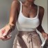 Summer Sleeveless Bodysuit For Women Sexy Slim Fit Backless Jumpsuit Elegant Casual Solid Color Bodysuit White L