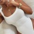 Summer Sleeveless Bodysuit For Women Sexy Slim Fit Backless Jumpsuit Elegant Casual Solid Color Bodysuit White L