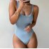 Summer Sleeveless Bodysuit For Women Sexy Slim Fit Backless Jumpsuit Elegant Casual Solid Color Bodysuit blue L