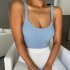 Summer Sleeveless Bodysuit For Women Sexy Slim Fit Backless Jumpsuit Elegant Casual Solid Color Bodysuit blue S