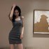 Summer Sleeveless Tank Dress For Women Sexy Slim Fit Pullover Midi Skirt Simple Elegant Solid Color Sundress grey XL