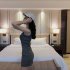 Summer Sleeveless Tank Dress For Women Sexy Slim Fit Pullover Midi Skirt Simple Elegant Solid Color Sundress grey XXL