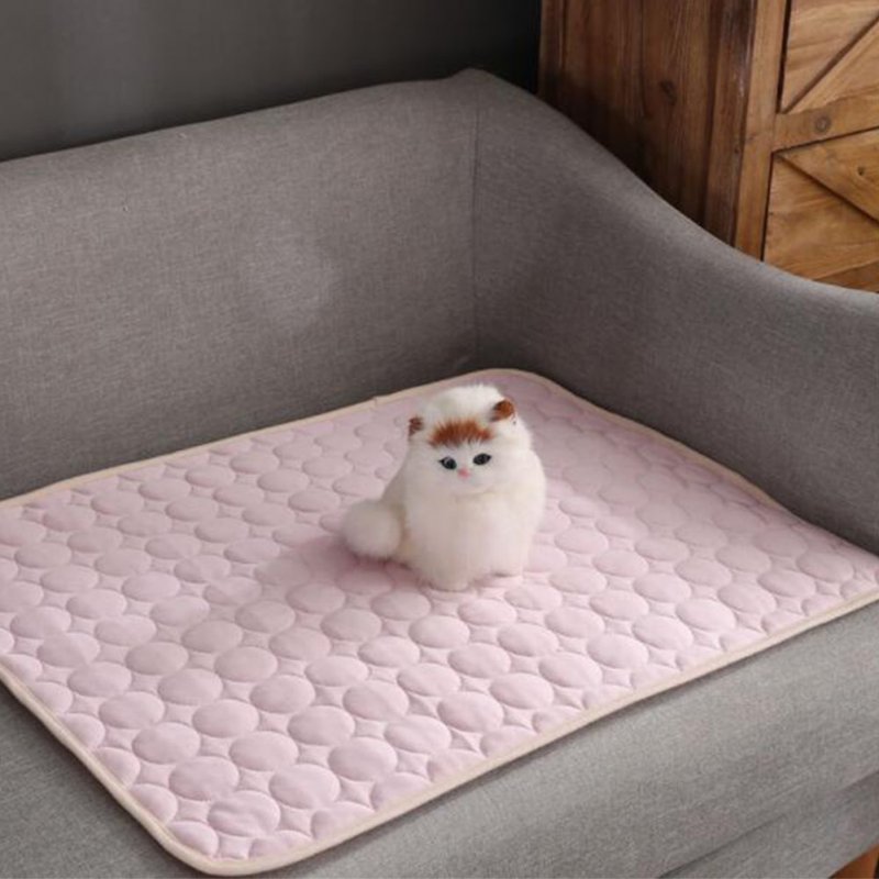 Summer Solid Color Cooling Sleeping Mat for Pet Cats Dogs Nest Pink_62*50cm